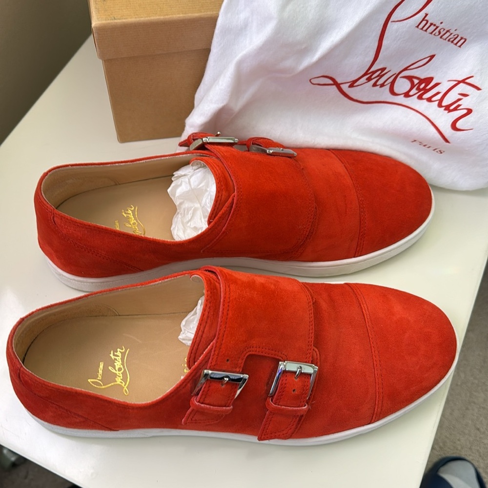 Christian Louboutin Red Double Strap Loafers - Picture 2 of 5